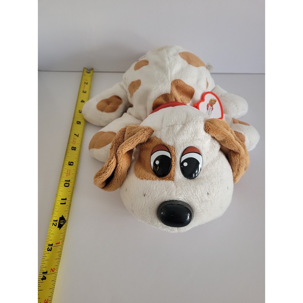 Pound Puppies Plush Dog White Brown Spotted‎ Stuffed Animal Red Collar 2007
